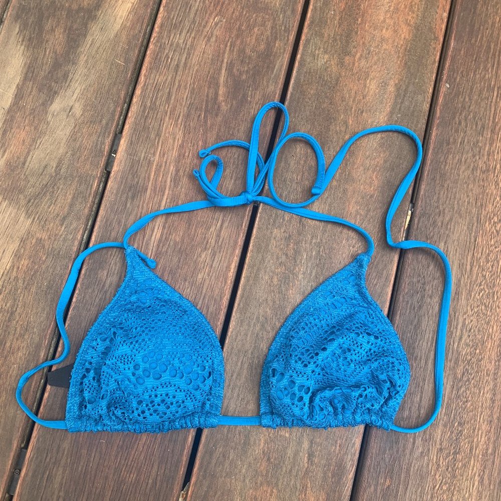 Blue Trianlge String Bikini Top
